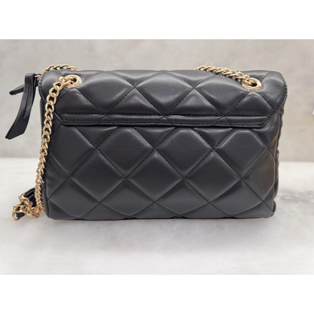 NWOT Valentino by Mario Valentino Ada Quilted Black Leather Bag Gold Chain Logo - Picture 2 of 7